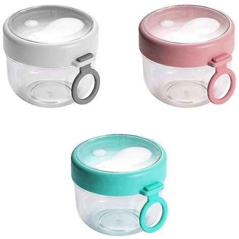 Lot De 4 Bocaux à Overnight Oats De 473,6 G Avec Couvercles - Design Double Couche Séparation Sèche/Humide, Pour Yaourt, Chia, Fruits Et Noix
