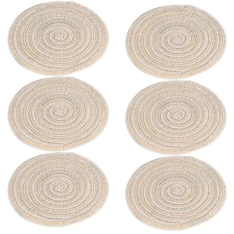 Lot De 2 Dessous De Plat Ronds En Coton Motif Chat Noir - 17,8 Cm Et 22,9 Cm - Isolation Thermique, Protection Table
