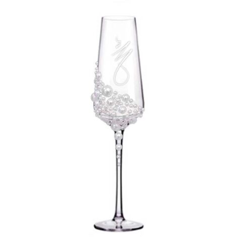 Flûte à Champagne Wilton Toasting Avec Perles - Verrerie Mariage