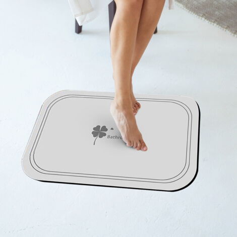 Plateau Absorbant En Diatomite Pour Salle De Bain - 30x10cm - Absorbe L'Eau Rapidement - Avec 4 Pieds En Bois