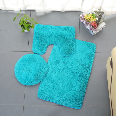 Lot De 3 Tapis De Sol Antidérapants – Motif Herbe Verte 5 Feuilles, Polyester, Pour Salle De Bain Et WC
