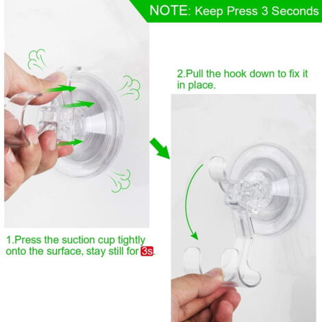 4 Crochets Ventouse Salle De Bain Eolax – Acier Inoxydable, Sans Perçage, Pour Verre, Carrelage, Nickel Brossé - 10