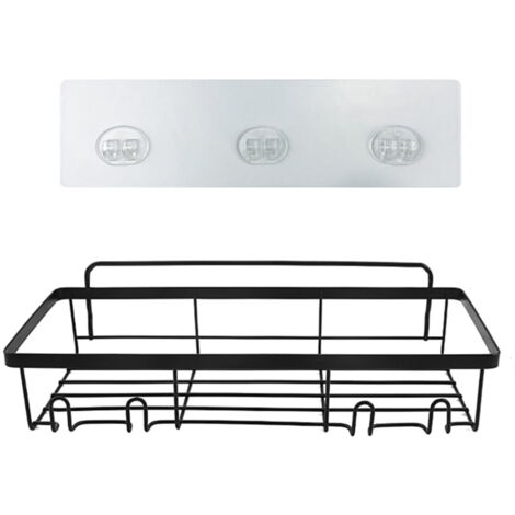 Paniers De Rangement Muraux Pour Cuisine - En Fil Métallique, Adhésifs Ou Perçage - 26x15x14 Cm - Noir