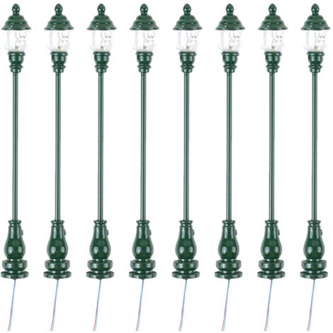 Qectial Ensemble de 5 Modèles Miniatures de Lampadaires : Lampadaire Extérieur, Lampe de Table pour Sable, Lampe de Jardin, Lampadaire sur Poteau En Fer, 6 Cm X 3.2 Cm