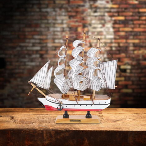 Voilier Vintage En Bois 43x30 Cm | Décoration Marine Miniature Pour Intérieur
