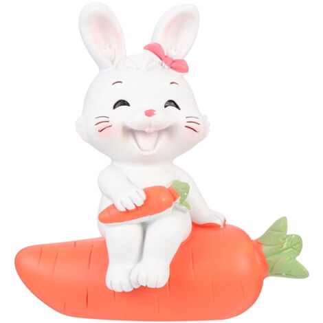 Figurine De Lapin Assis En Résine Bleue Avec Flocage Doux - Décoration D'intérieur Tendance - Plusieurs Tailles - 6