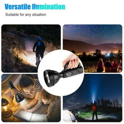 Lampe Torche LED Ultra Puissante – 4 LED – Rechargeable USB – Pour Camping, Chasse