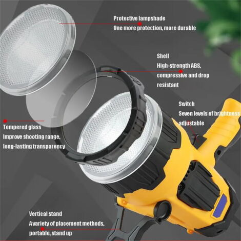 Projecteur LED COB Ultra Lumineux - Lampe De Travail Portable, Rechargeable Et étanche