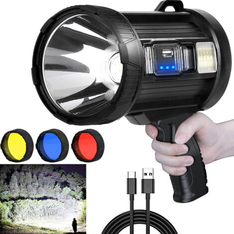 Projecteur LED Compact 1400 Lumens - Portée 823m, Rechargeable, Idéal Chasse/camping