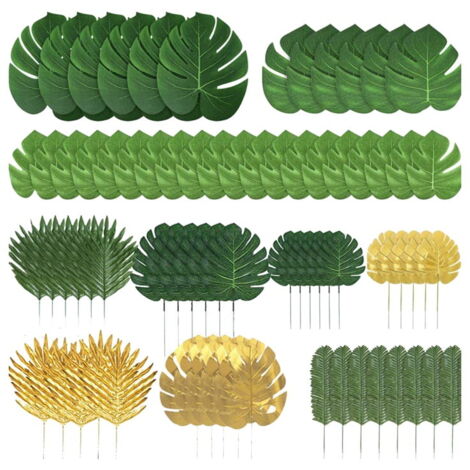 Lot De 12 Grandes Feuilles De Palmier Artificielles Tropicales - Décoration D'intérieur Et D'extérieur - 51x24 Cm - Vert - 10
