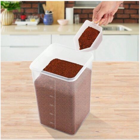 Zuxbolf Boite Hermetique Alimentaire Plastique 5.5L, Boite de Rangement Cuisine avec Couvercle, Boite Farine Hermetique avec 1 Tasse à Mesurer de 160 ml pour Farine, Riz, Céréales