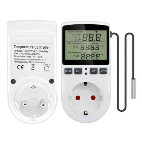 Contrôleur De Température Numérique Avec Sonde – 100-250V, Plage -40~120°C, Pour Serre, Aquarium Contrôle Chauffage Refroidissement Contrôleur De Température Numérique Avec Sonde – 100-250V, Plage -40~120°C, Pour Serre, Aquarium Contrôle Chauffage Refroidissement