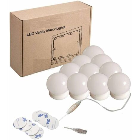 Fei Yu kit de Lumière LED pour Miroir de Style Hollywood pour Cosmétique, Lampe de Coiffeuse avec USB Powered 3m10 Dimmable Ampoule pour Miroir, Maquillage, Salle de Bain