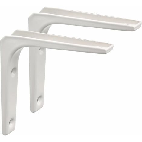 NWHJ Equerre Etagere En Forme De L Simple, Support Etagere Murale En Fer Metal Blanc Pour Fixer Les étagères, Supports Angle Droit Noir, 2 Pièces