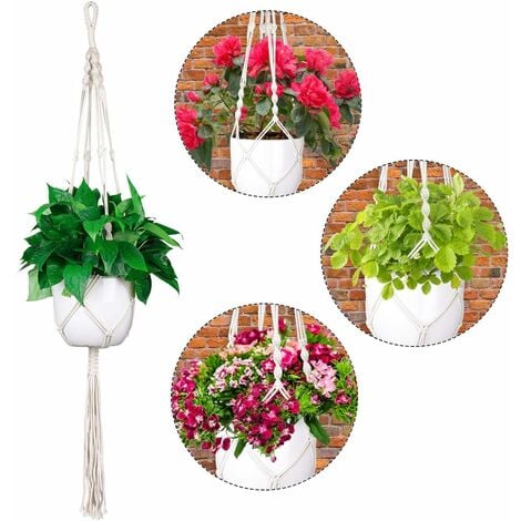 Pot De Fleur Interieur Suspensions Plantes Macramé 5 Pièces - Corde Coton 105-150cm - Décoration Bohème Intérieur/Extérieur Macramé Gratuit PDF