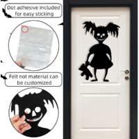 Autocollants Porte Fenêtre Halloween - Fantômes Noirs Effrayants - Feutre 60,5x50 Cm - Décoration Maison Hantée Intérieur Extérieur - Faciles à Coller Et Décoller