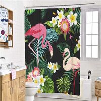 Fei Yu Rideau de Douche Animal Flamingo Impression, Imperméable Polyester 3D Impression numérique Décorations de Salle de Bain Art Impression Rideau 12 Crochets (150x180cm,Plant-Flamingo)