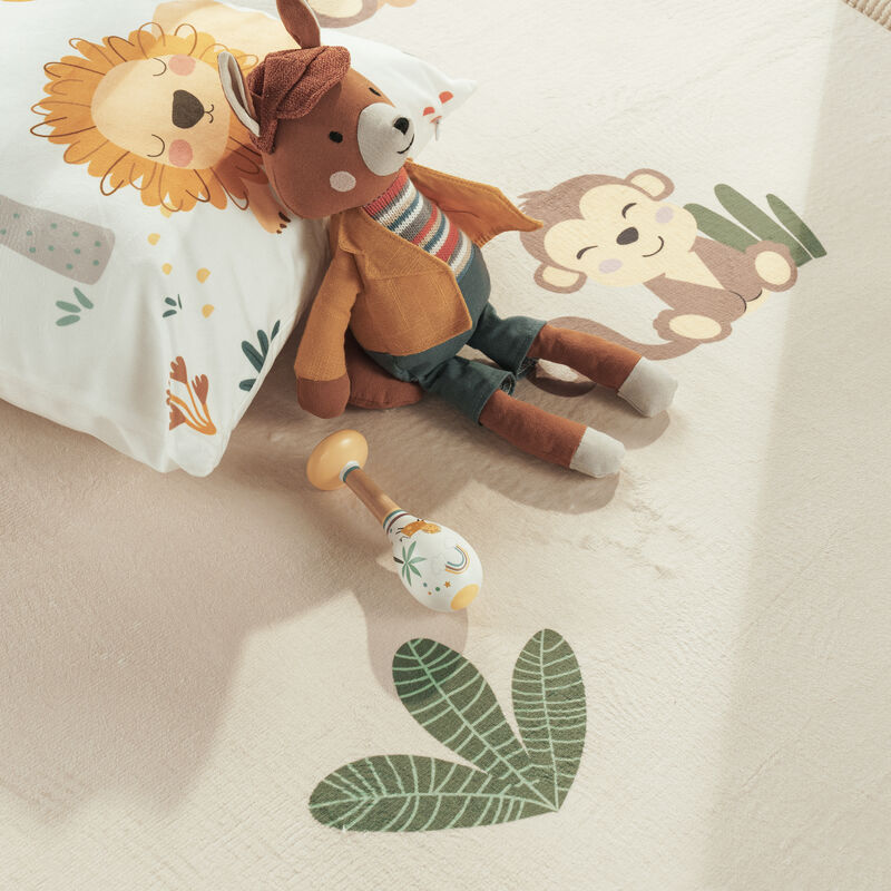 Tapis Chambre Enfant Paco Home 100x200 Cm - Motif Animaux, Routes - Antidérapant, Poils Ras - Gris Bleu Marron