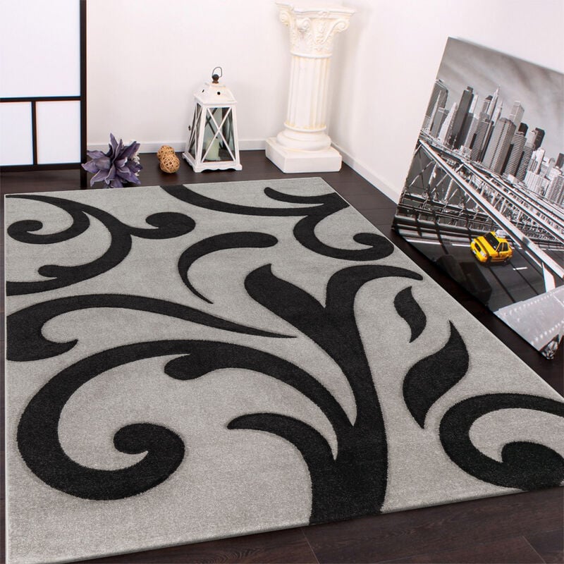 Tapis Scandinave Gris en Viscose tissé main MANIPUR