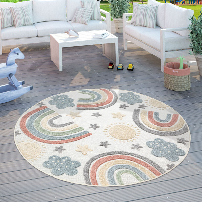 TT Home Tapis Chambre Enfant Arc-en-Ciel 3D 160x220 Cm - Bouclé Doux Et Tons Naturels
