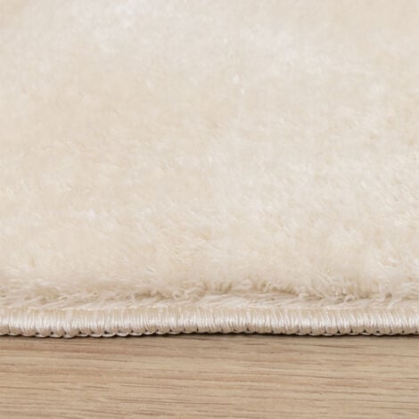 Paco Home Tapis Salon Chambre Adulte Poils Ras Lavable En Machine Uni Moelleux 60x100 cm, Crème