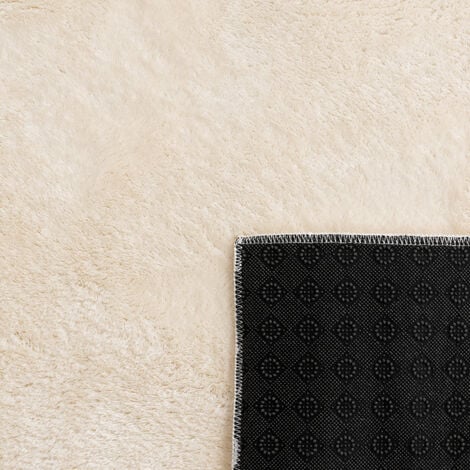 Paco Home Tapis Salon Chambre Adulte Poils Ras Lavable En Machine Uni Moelleux 60x100 cm, Crème