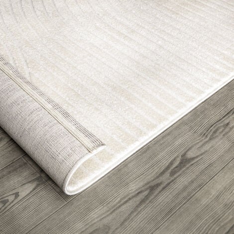 Paco Home Tapis Salon Chambre Adulte Poils Ras Uni Motif Scandinave Motif Geometrique 80x150 cm, Crème 5