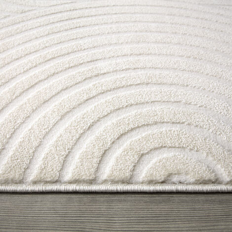 Paco Home Tapis Salon Chambre Adulte Poils Ras Uni Motif Scandinave Motif Geometrique 80x150 cm, Crème