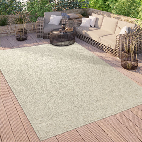 SURYA Tapis Extérieur Terrasse Salon Cuisine Hygge Design Effet Jute Marron  et Beige 160 x 213 cm