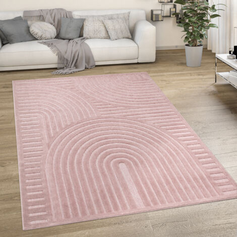 Paco Home Tapis Exterieur Terrasse Salon Cuisine Motif Scandinave Motif Ethnique Uni 60x100 cm, Pink 4