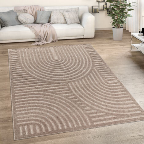 Paco Home Tapis Exterieur Terrasse Salon Cuisine Motif Scandinave Motif Ethnique Uni 60x100 cm, Beige 4