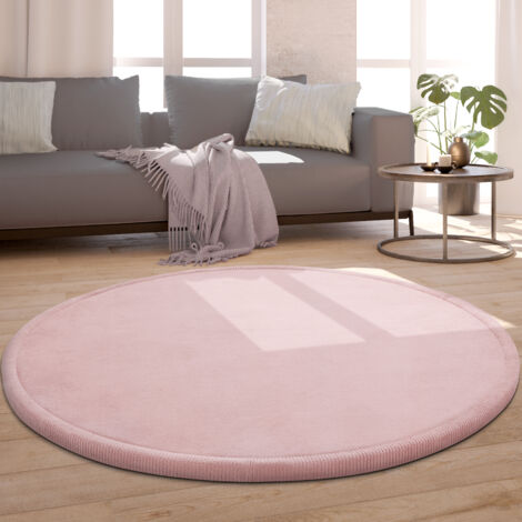 Paco Home Tapis Chambre Rond Enfant Bebe Fille Garcon Moelleux Antidérapant Moderne Pink, 80 cm rond (1/5)