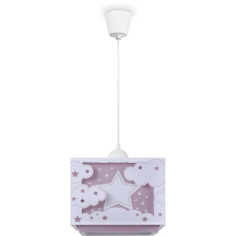 Paco Home Plafonnier Enfant Arc-en-Ciel Chambre Bébé - Abat-Jour Tissu Coloré E27 Suspendu