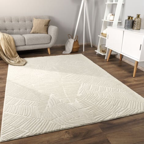 Paco Home Tapis Salon Chambre Adulte Poils Ras Scandinave Motif Boho Motif Geometrique 160x220 cm, Crème 5