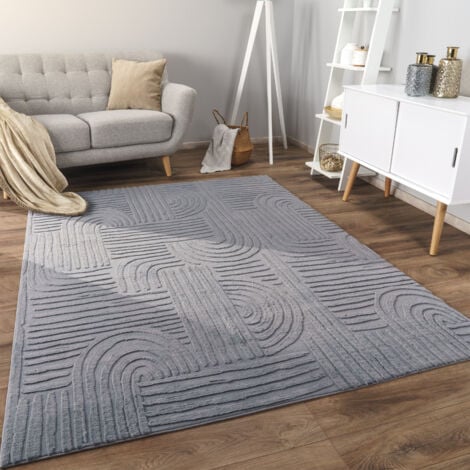 Paco Home Tapis Salon Chambre Adulte Poils Ras Scandinave Motif Boho Motif Geometrique 160x220 cm, Anthracite 7