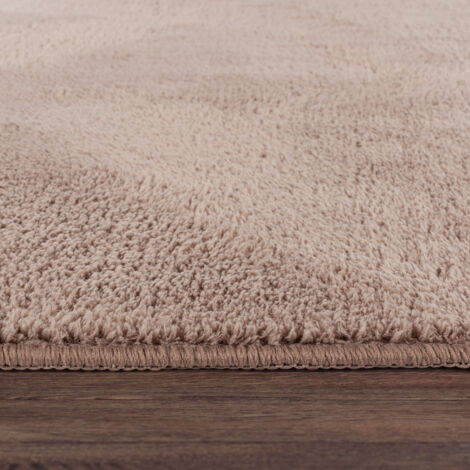 Paco Home Tapis De Salon Poils Ras Lavable Monochrome Style Moderne Taupe 200 cm carré