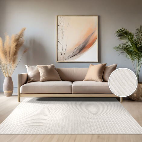 Paco Home Tapis Exterieur Terrasse Salon Cuisine Motif Scandinave Motif Boho Uni 80x150 cm, Crème 6