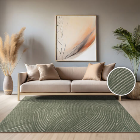 Paco Home Tapis Exterieur Terrasse Salon Cuisine Motif Scandinave Motif Boho Uni 200x290 cm, Vert 2 (1/5)