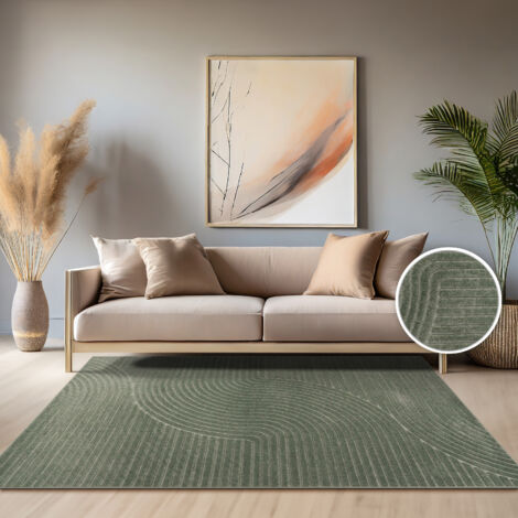 Paco Home Tapis Exterieur Terrasse Salon Cuisine Motif Scandinave Motif Boho Uni Vert, 240x340 cm (1/5)