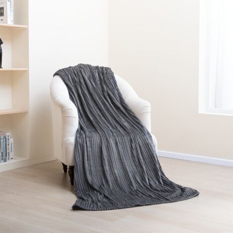 Plaid Polaire 50 X 260 Cm - Gris Foncé - Doux, Chaud, Toutes Saisons - Pour Canapé, Lit, Voyage - 4