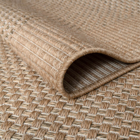 Tapis Terrasse Balcon 200x290cm Beige - Aspect Sisal, Polypropylène Résistant - Intérieur/Extérieur
