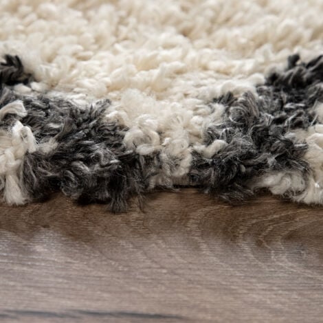 Paco Home Tapis Poils Longs, Shaggy Pour Salon, Design Scandinave Et Motif Losanges Beige 160x220 cm
