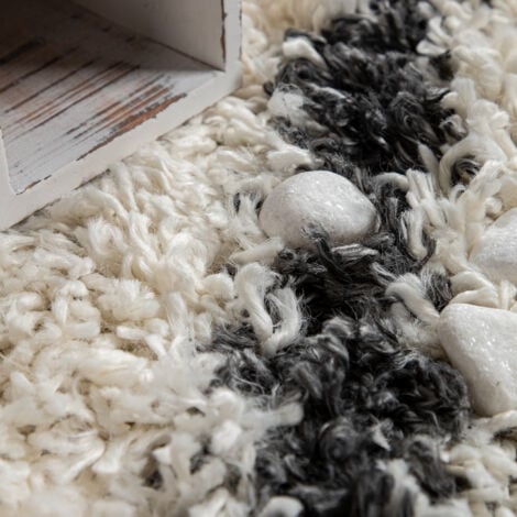 Paco Home Tapis Poils Longs, Shaggy Pour Salon, Design Scandinave Et Motif Losanges Beige 160x220 cm