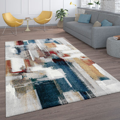 Paco Home Tapis De Créateur, Tapis Poils Ras Pour Salon, Design Abstrait,  Coloré 60x110 cm