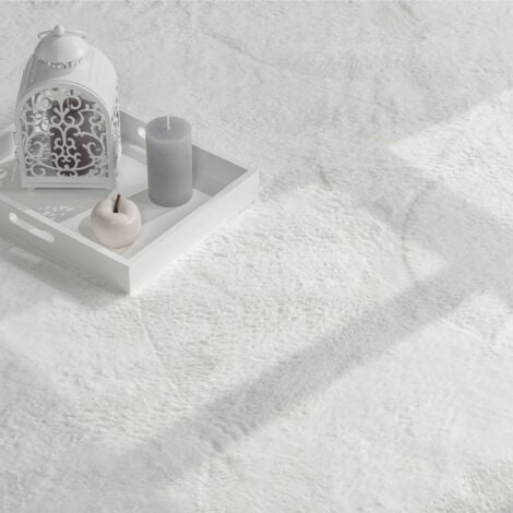 Paco Home Tapis Salon Adulte Poil Long Shaggy Lavable En Machine Moelleux Pelucheux Blanc 120x170 cm