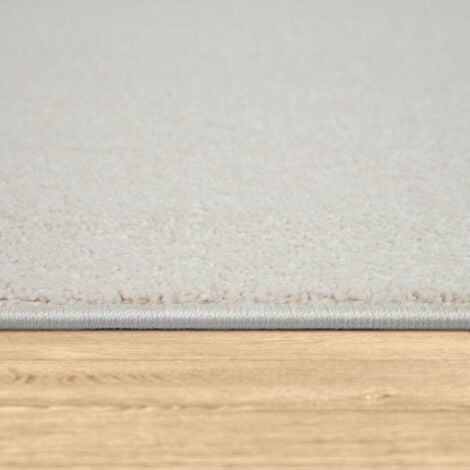 Paco Home Tapis pour Salon Uni Poils Ras Sobre Et Moderne, Crème 200 cm carré