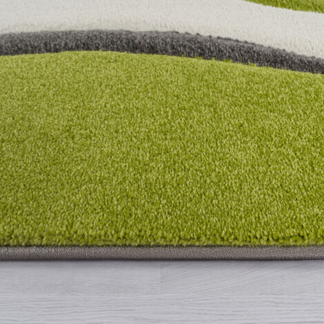 Paco Home Tapis De Créateur Aux Contours Découpés à Carreaux En Vert Noir 60x110 cm