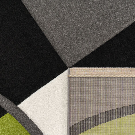 Paco Home Tapis De Créateur Aux Contours Découpés à Carreaux En Vert Noir 60x110 cm