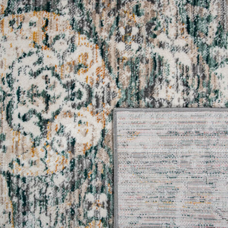 Paco Home Tapis De Salon Poils Ras Vintage Esthétique Orientale Abstrait Gris Vert 60x100 cm