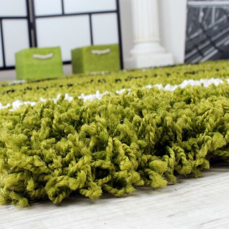 Paco Home Tapis Shaggy Longues Mèches Hautes Motifs Vert Noir Blanc 120x170 cm